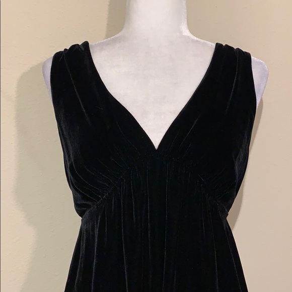 Vince Black Velvet Babydoll V Neck Empire Dress - Picture 4 of 8